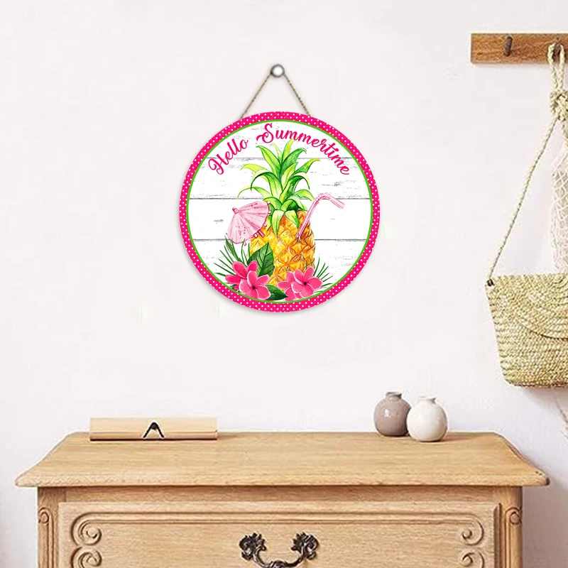 Hello SummerTime Настенный Декор Деревянные Круглые Художественные Таблички Винтажный