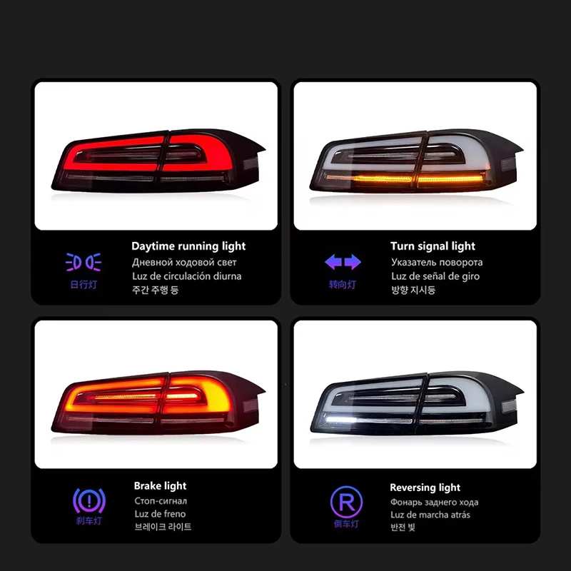 Фото Sewiyolin Автомобильные светодиодные задние фонари в сборе для Tesla Model S 2014-2024 Авто противотуманные DRL стоп-сигналы поворота Plug and Play №4