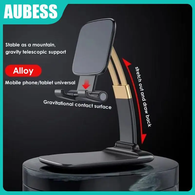 

More Stable Telescopic Phone Holder Abs Zinc Alloy Silicone Adjustable Phone Holder Reserved Charging Port Design Electroplating