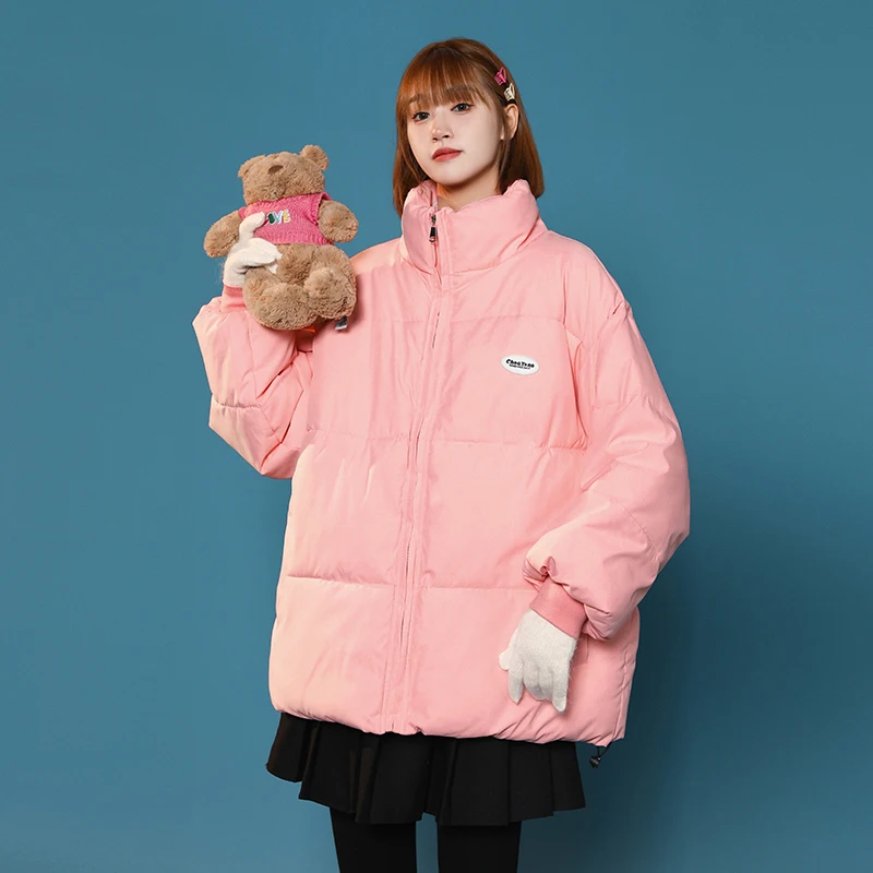 Winter Jackets Women Parkas 2022 New Snowsuit Fashion Long Sleeves Loose Korean Coats Solid Casual Female Bread Clothes