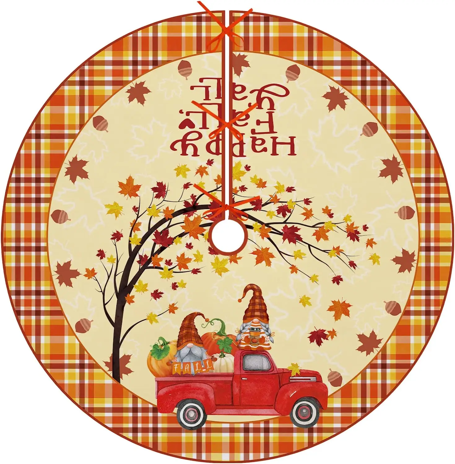 Юбка для рождественской елки счастливая осень You Fzbali осень гном красный грузовик кленовый лист Тыква искусственная большая юбка для сбора дерева