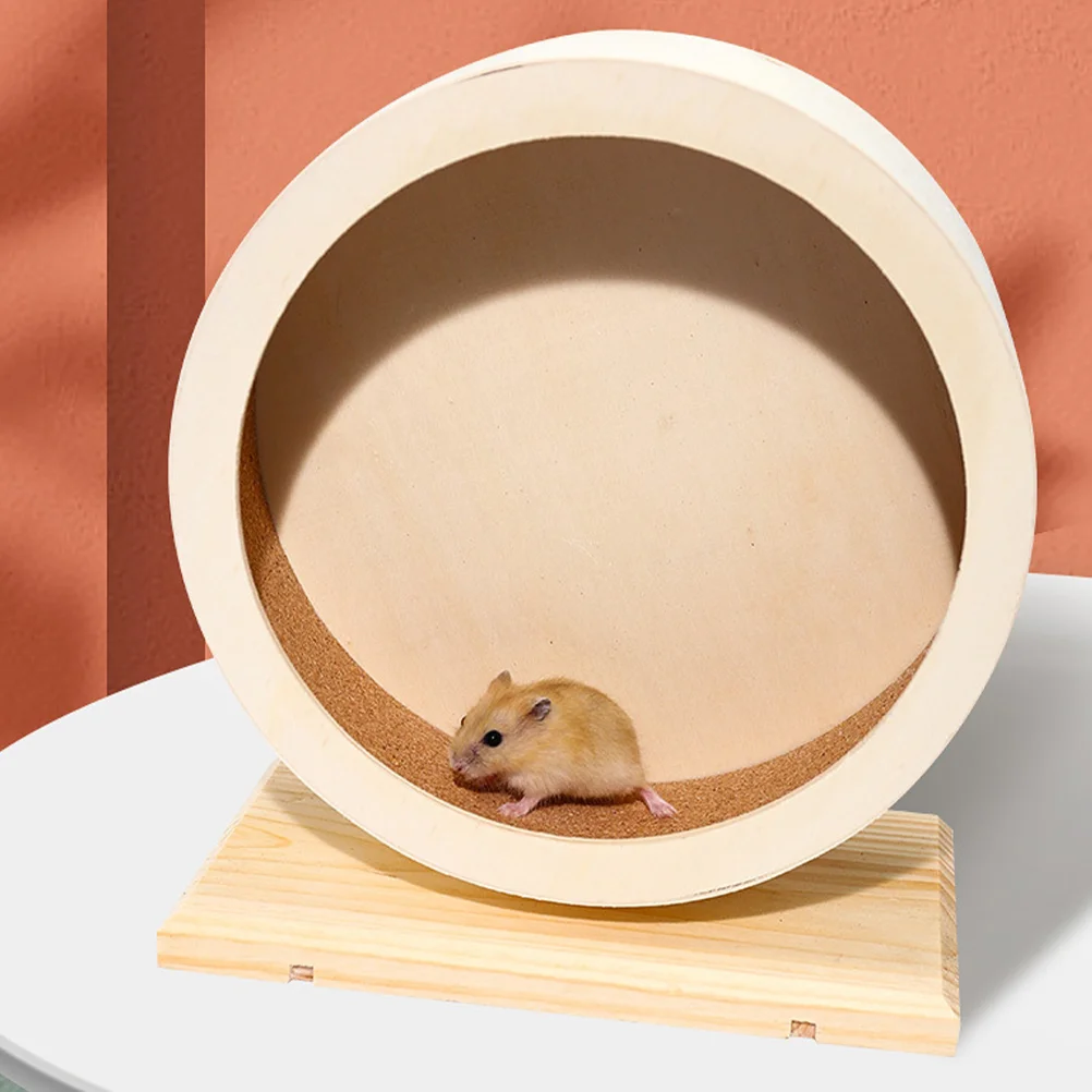 

Guinea Chew Toys Wooden Hamster Running Wheel Mute Silent Exercise Small Pet