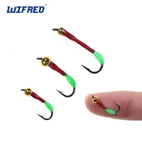 wifreo 6pcs epoxy brass bead nymph fly buzzer flies wire worms trout whitefish walleye fly ice fishing lures bait fast sinking