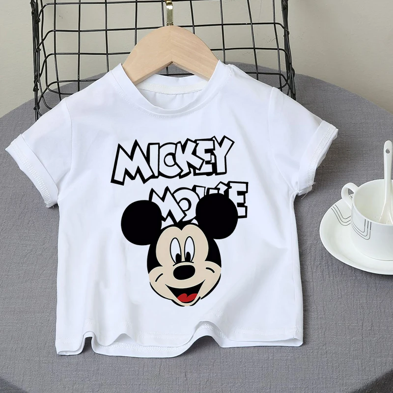 

Mickey Pattern Cartoon Disney Clothes Fashion 2022 Boy T-shirts Korean Version Casual Girls Summer Clothes Crew Neck Cute Tops