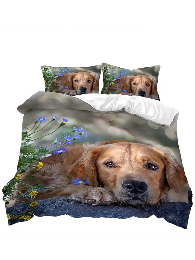 

Dog quilt cover washable cotton four-piece double home textile bedding