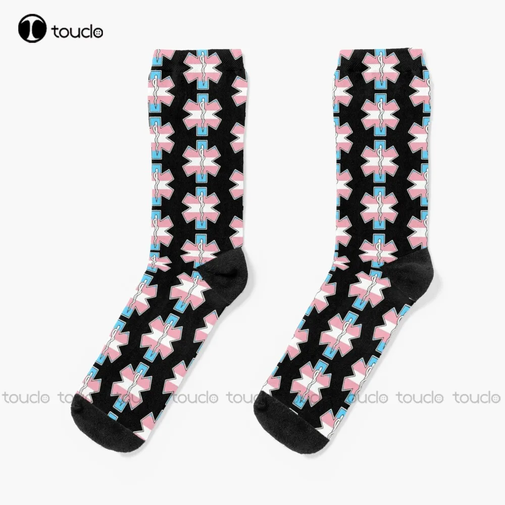 

Emt Paramedic Star Of Life Ems Trans Transgender Pride Socks High Quality Cute Elegant Lovely Kawaii Cartoon Sweet Cotton Sock
