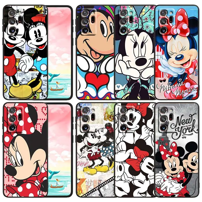 

Disney Minnie Mickey Mouse Phone Case Black For Samsung Note 20 10 9 Ultra Lite Plus F23 M52 M21 A73 A70 A20 A10 A8 A03 j7 j6