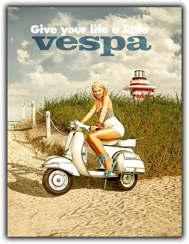 

Vespa Motorcycle Vintage Tin Sign Art Iron Painting Rusty Poster Decoration Aluminum plaque