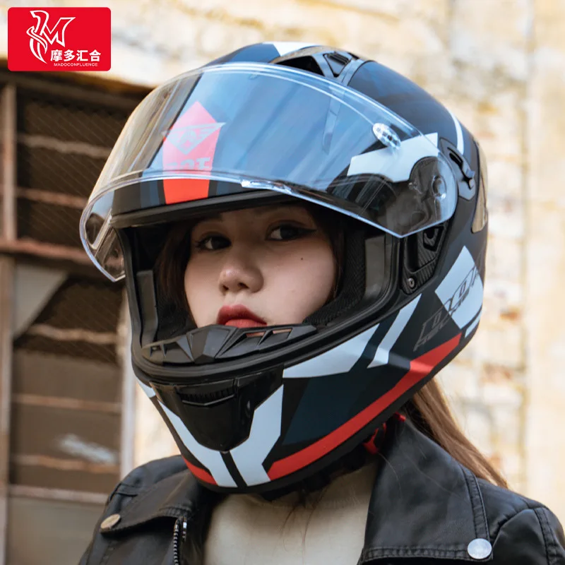 Electric Motorcycle Helmet Men's Motorcycle Full-face Helmet Full-coverage Women's Double Lens Anti-fog Equipment for All Season enlarge