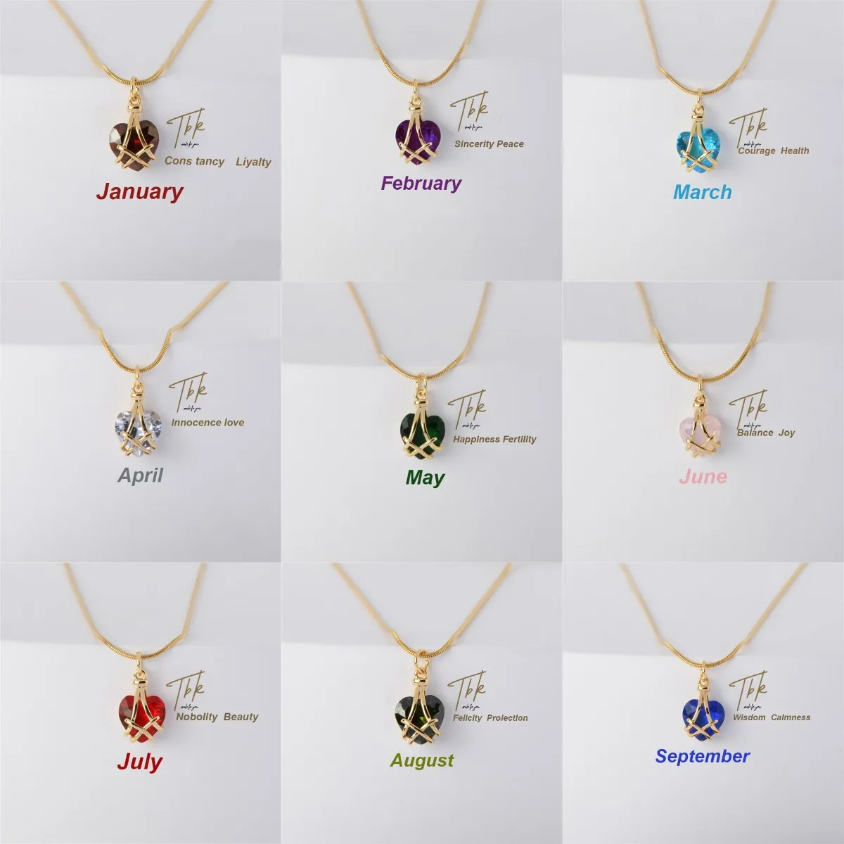 

Twelve Months Crystal Diamond Castle Necklace For Woman Girls Fashion Heart Necklace Birthday Jewelry Gift Titanium Steel Choker