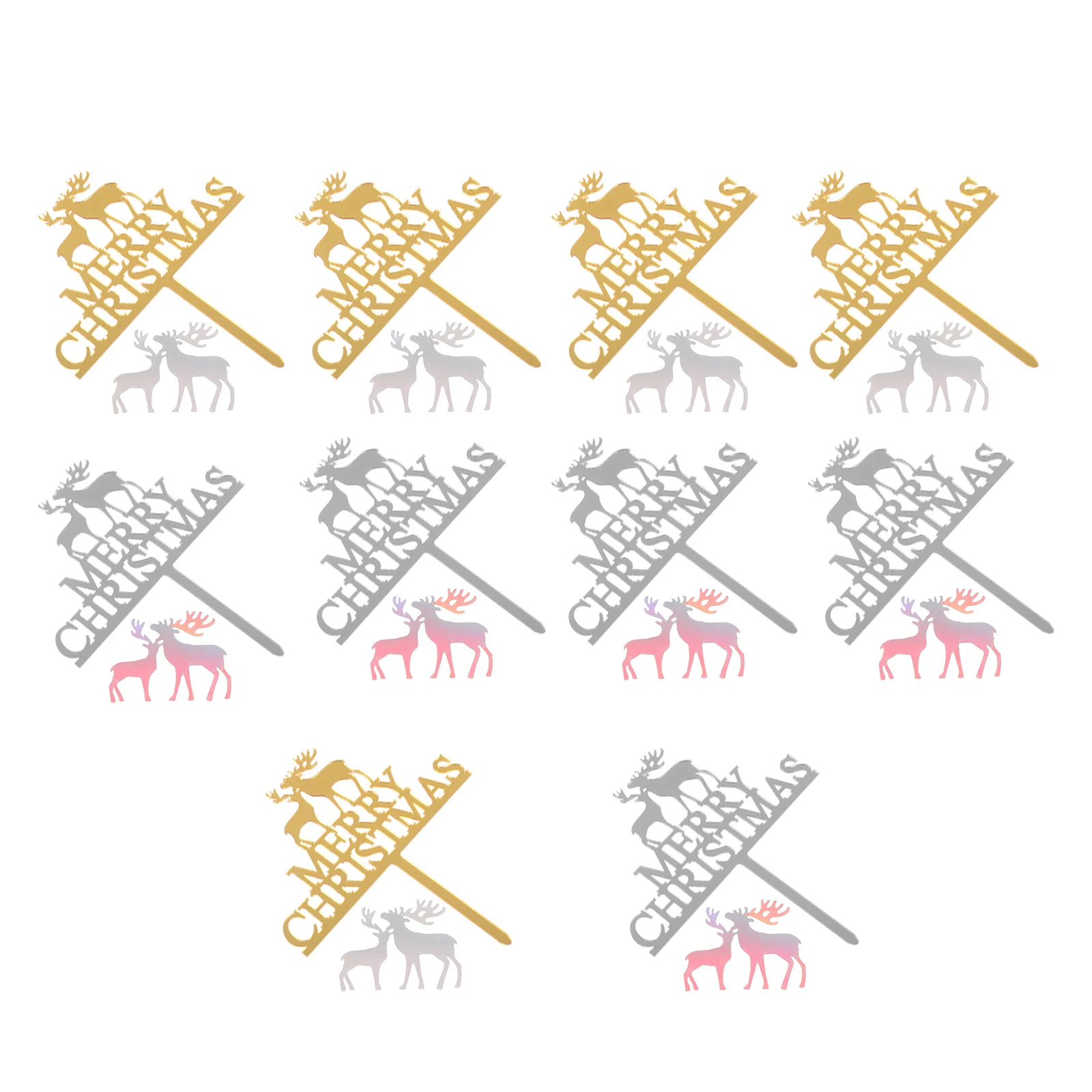 

Cake Christmas Topper Cupcake Picks Holidaypick Glitter Decorations Reindeer Dessert