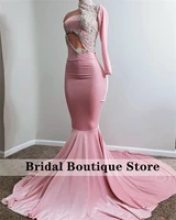sexy backless mermaid prom dress for black girls luxury velvet bead rhinestone birthday party wedding guest gown robe de bal