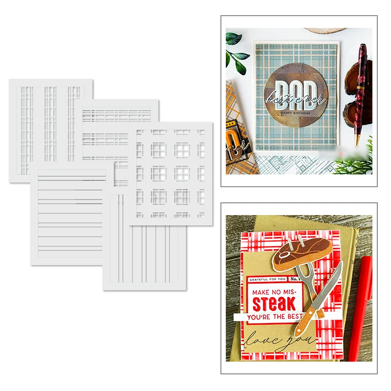 

2022 New Rectangle Stripe Metal Cutting Dies and Layered Stencil Set For Making Greeting Card Background Scrapbooking No Stamps