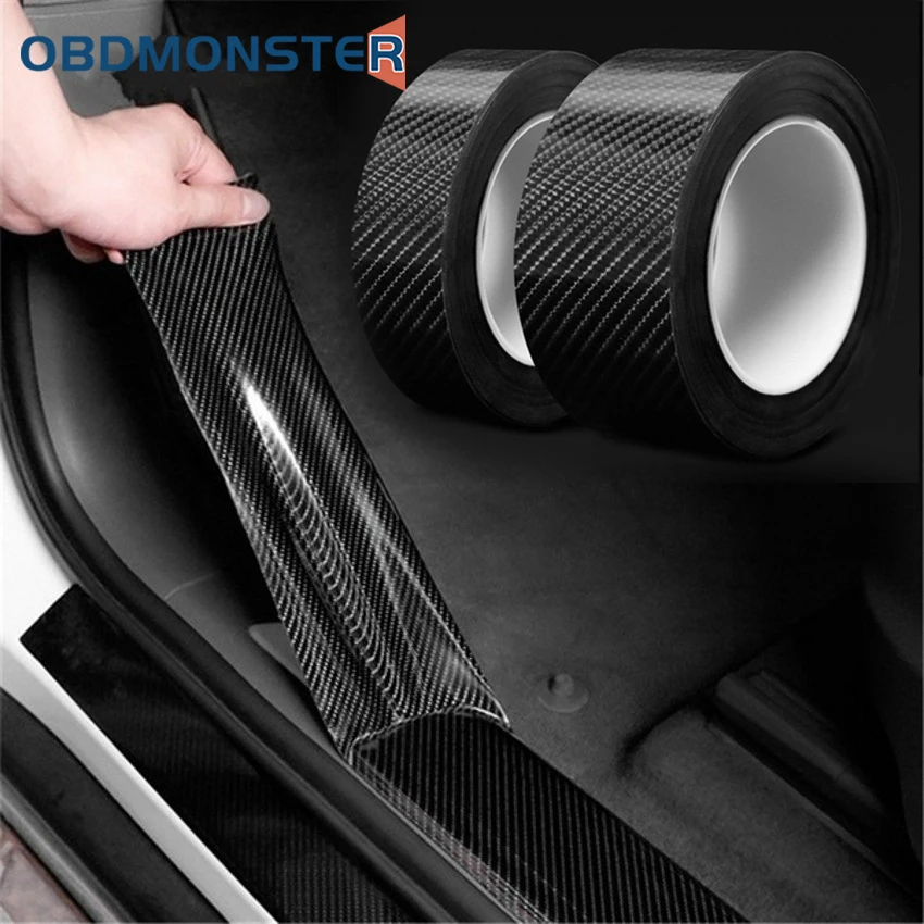 

5M Rolls 3D Carbon Fiber Car Sticker Waterproof Protect Film DIY Universal Auto Interior Door Sill Side Mirror Anti-Scratch Tape