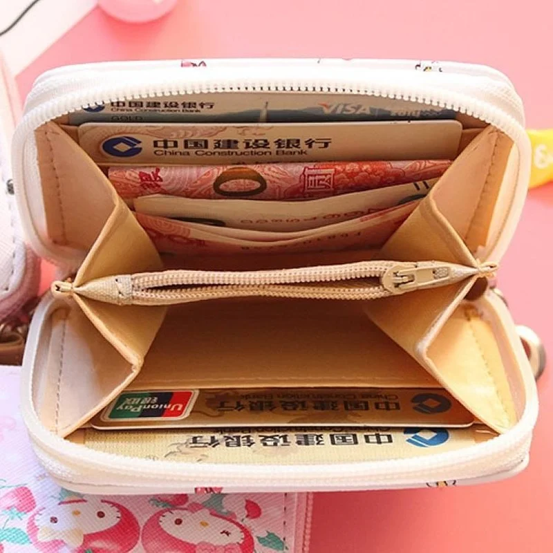 MOONBIFFY Cute Fruit Short Wallets for Women Ice Cream Cake Girl Mini Zipper Money Coin Purses Card Holder PU Leather Clutch Bag