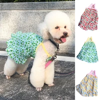 2022 new pet suspender skirt pet wedding dress cute flower pattern dog cotton clothing for small medium dogs size xs xl