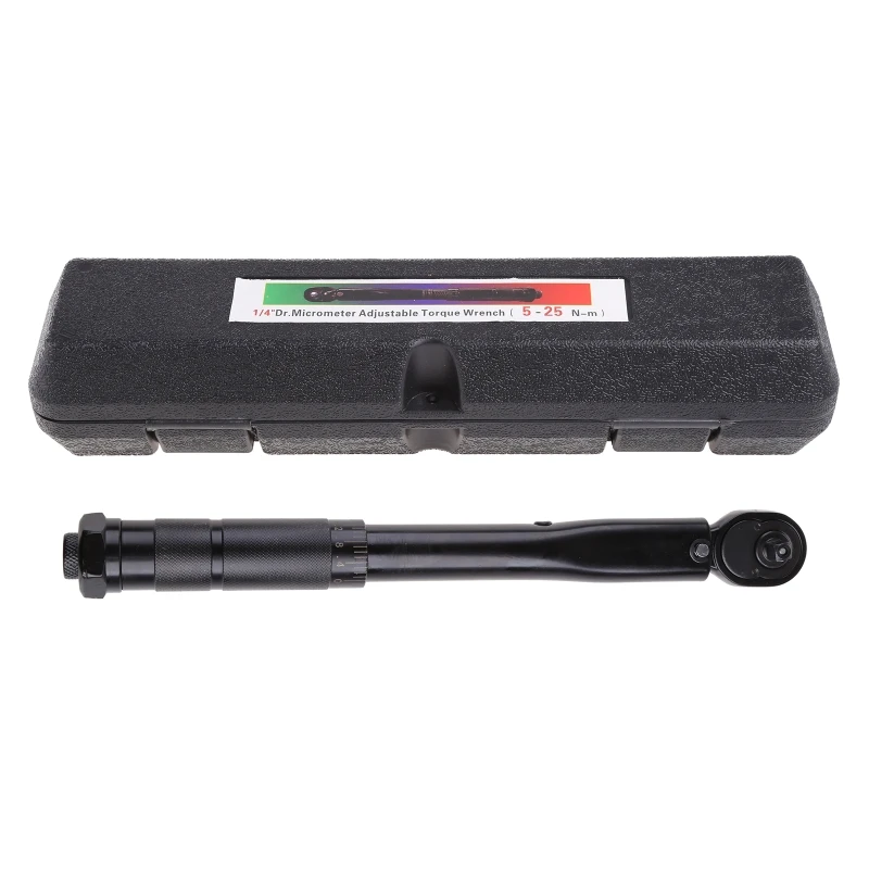 

Torque Wrench 5-25 Nm High Precision Bike Maintenance 1/4 Inch Drive Repair Spanner Key w/ Double Scale Two-Way Ratchet
