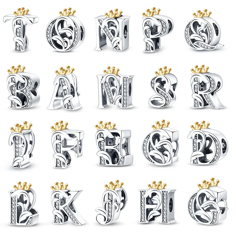 

The new model 100% 925 silver 26 crown English letter beads suitable for Pandora bracelet diy accessories