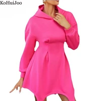 kohuijoo streetwear long sleeve irregular dress 2022 women autumn new hooded holiday style loose hooded hoodies dresses short