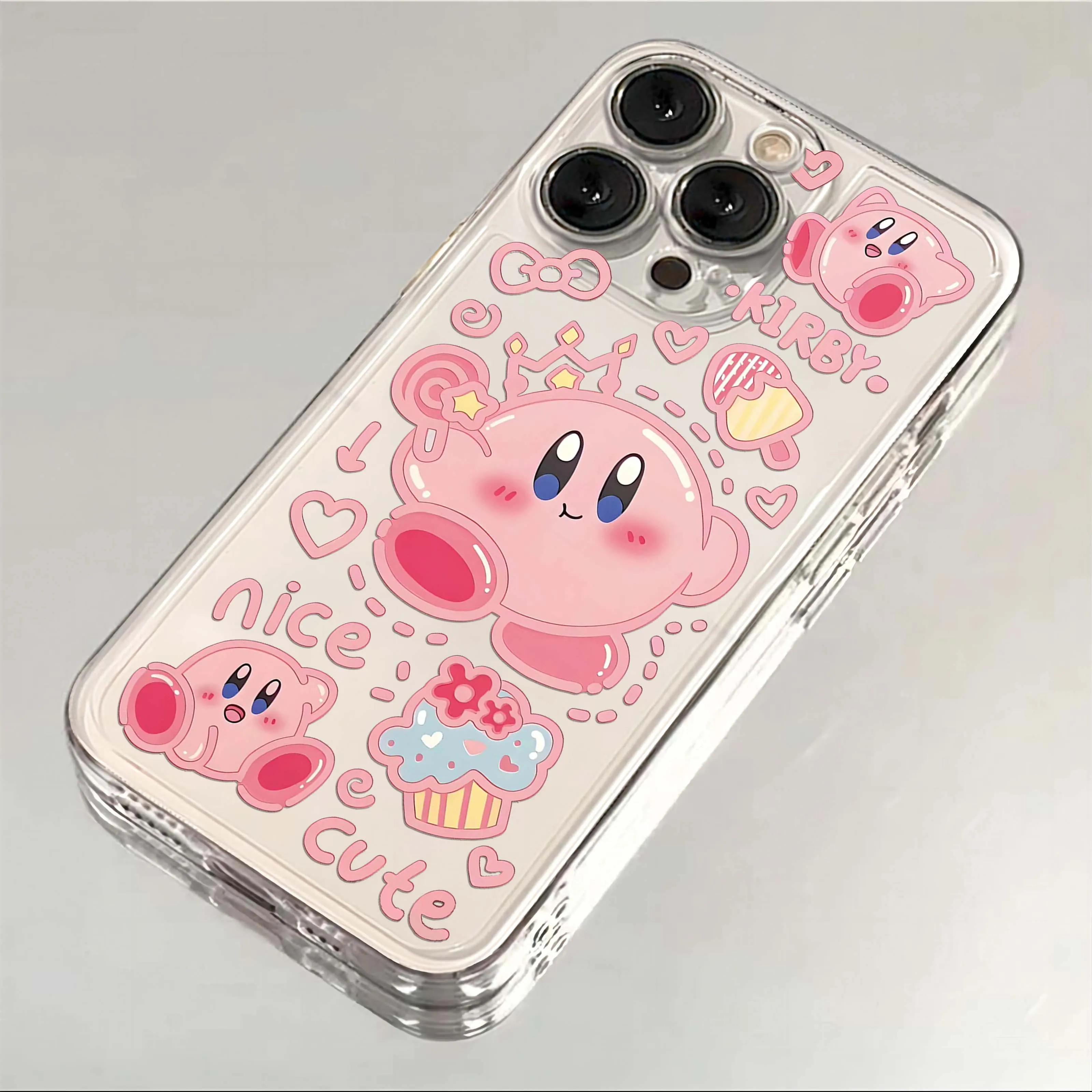 Мультяшный милый розовый чехол для телефона Kirbies iPhone 16 15 14 13 12 11 Mini Pro Max X XR XSMax 7 8 Plus