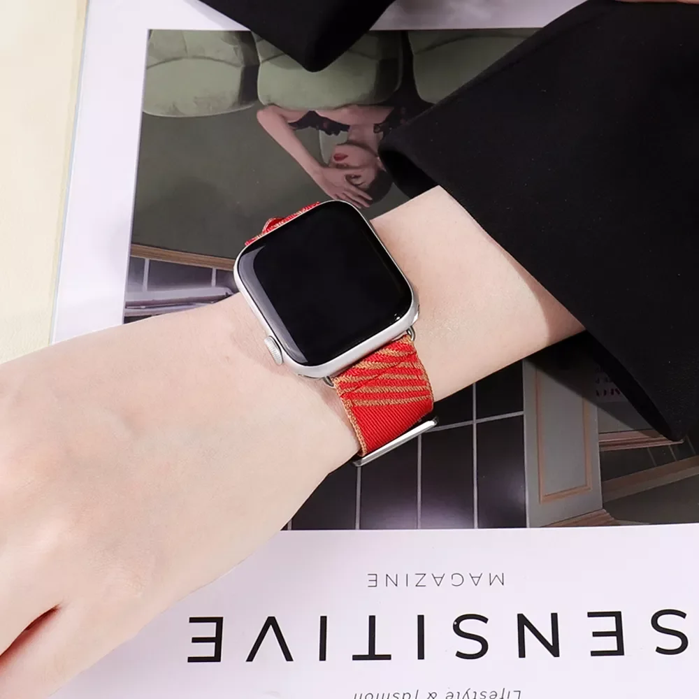 For Apple watch Nylon band for 41mm 45mm Jumping Single Tour strap 40mm 44mm 38mm 42mm series 7 6 54321 SE smart watch Bracelet