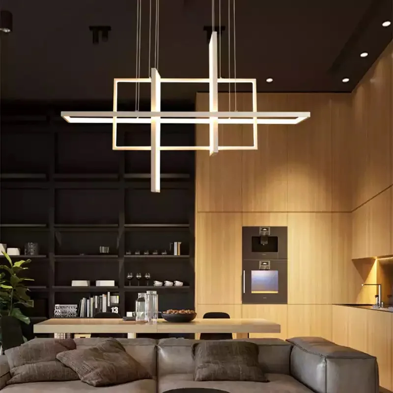

Modern Creative Art Geometric Hanging Light For Living Bedroom Kitchen Dining Room Aluminum Cord Pendant Lamp Decor Fixture