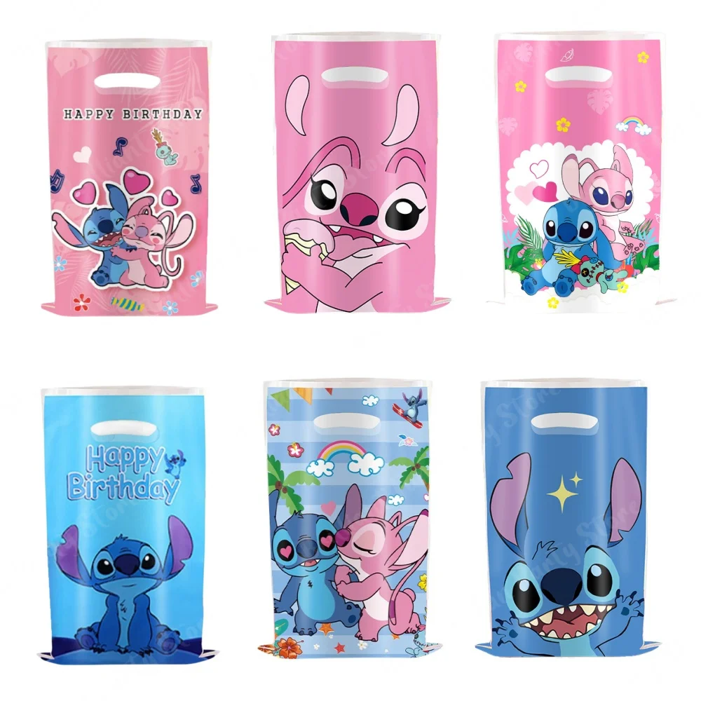 Подарочный пакет для вечеринки Disney Lilo &amp Stitch пластиковый синий стежок розовый