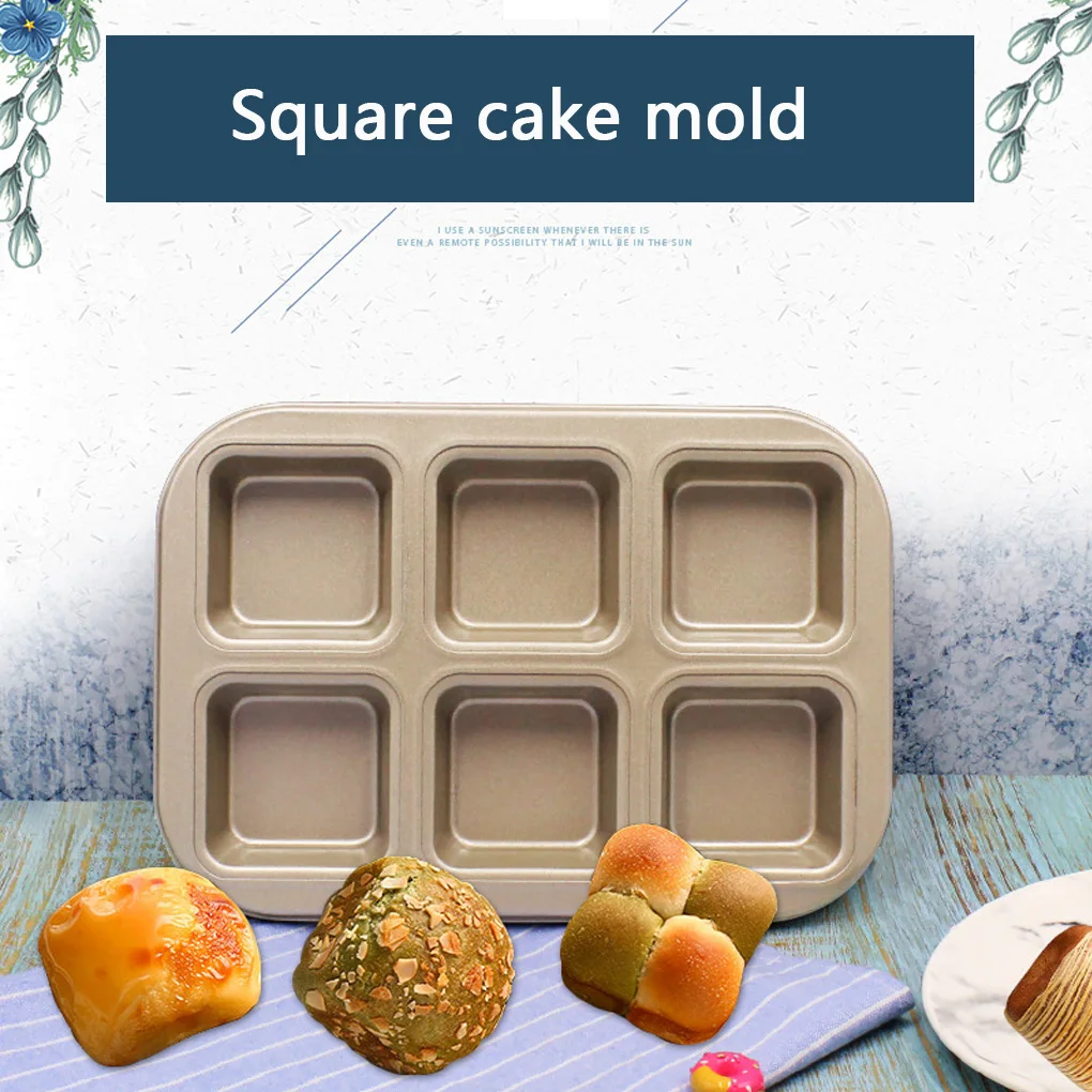 

Форма для маффинов, 6 ячеек, квадратная антипригарная подставка для кексов, стандартная форма для духовки, маффинов, выпечки, кухонные прина...