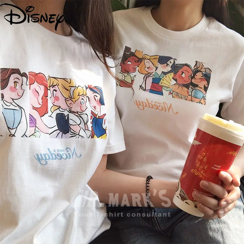

Disney Princess Anna 2022 Spring and Summer Breathable Cotton Cartoon Fun Short-sleeved T-shirt Over Size Bottoming Shirt Top