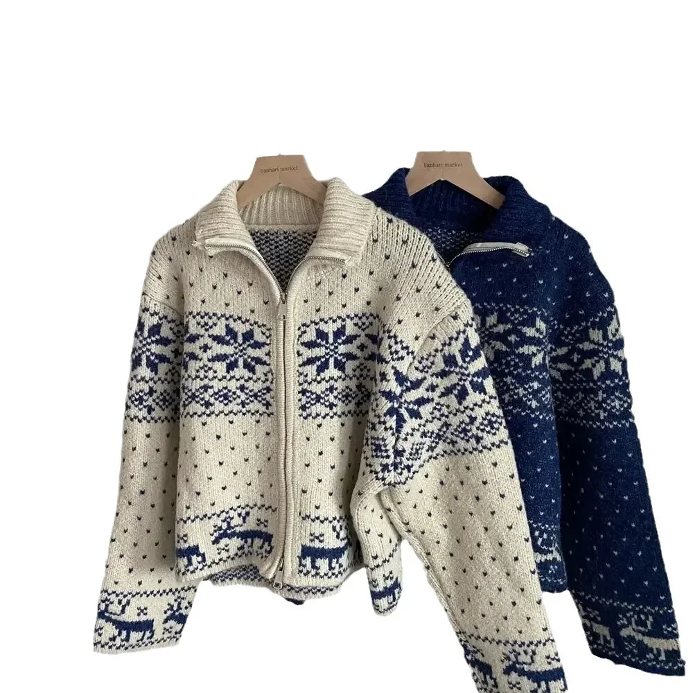 Весенний женский вязаный топ 2024 элегантный винтажный жаккардовый свитер на