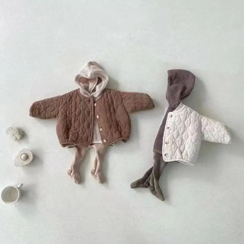 

Детский простой зимний комбинезон; Модная однотонная хлопковая куртка с вышивкой; Теплый Универсальный плюшевый Кардиган для девочек; Зимн...