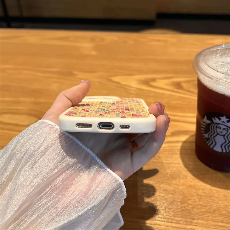 Luxury Niche Full Screen Color Diamond-encruped Phone Case Suitable for IPhone14promax 13 12 Soft Shell All-inclusive Anti-fall