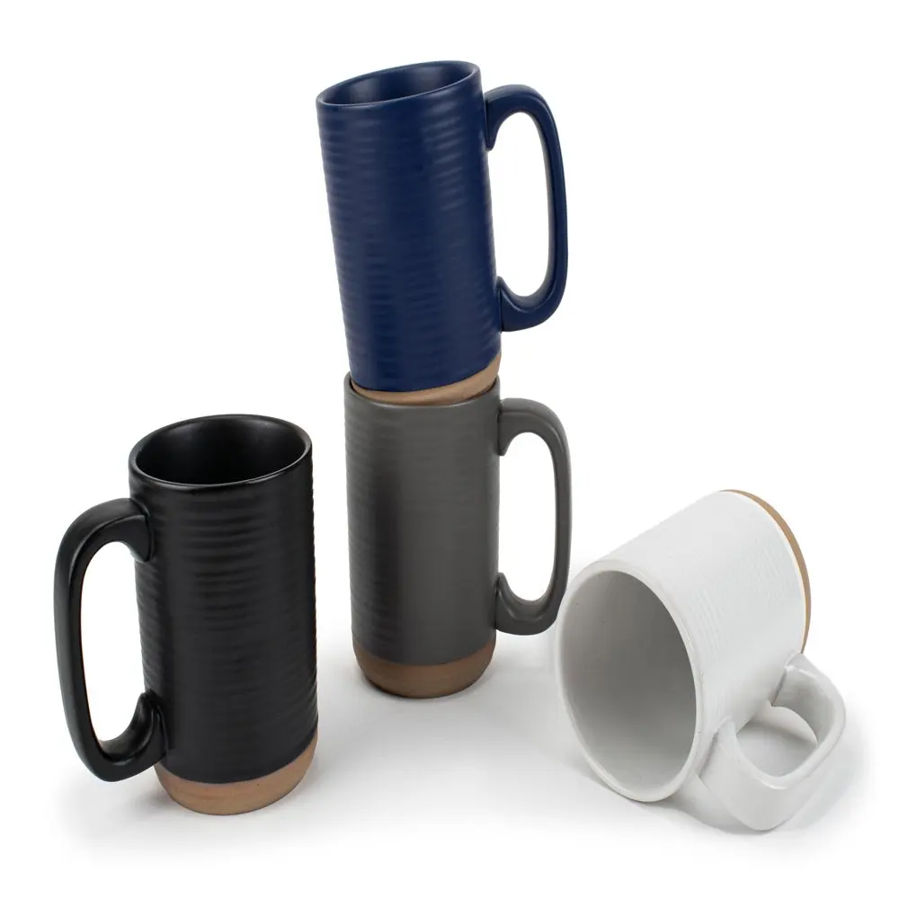 

Высокая ребристая глина с низом, цветные 16 унций керамические кофейные кружки, набор из 4 шт., бесплатная доставка