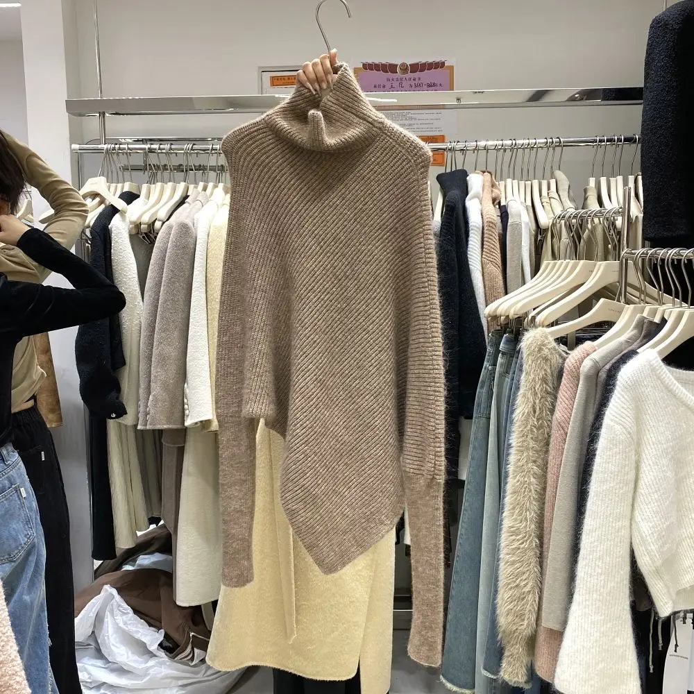 Необычный свитер с высоким воротом женский новый популярный товар нежный