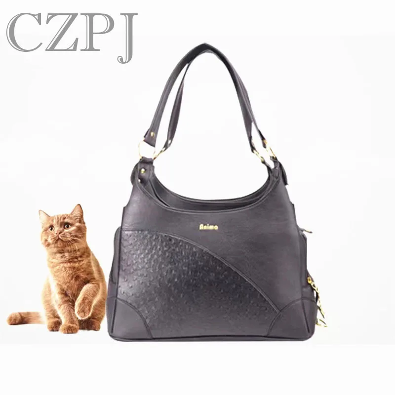 

Fashion Classic Large Capacity High Quality Breathable Black Waterproof Pu Material Pet Handbag