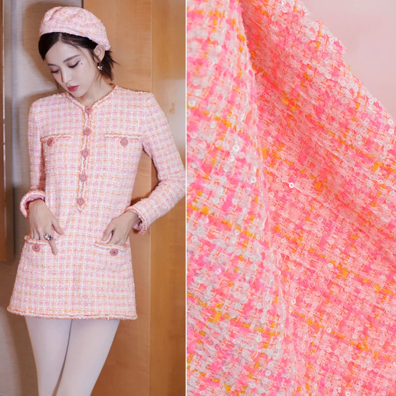 Флуоресцентная Порошковая твидовая ткань с блестками НОВАЯ шапка из полиэстера