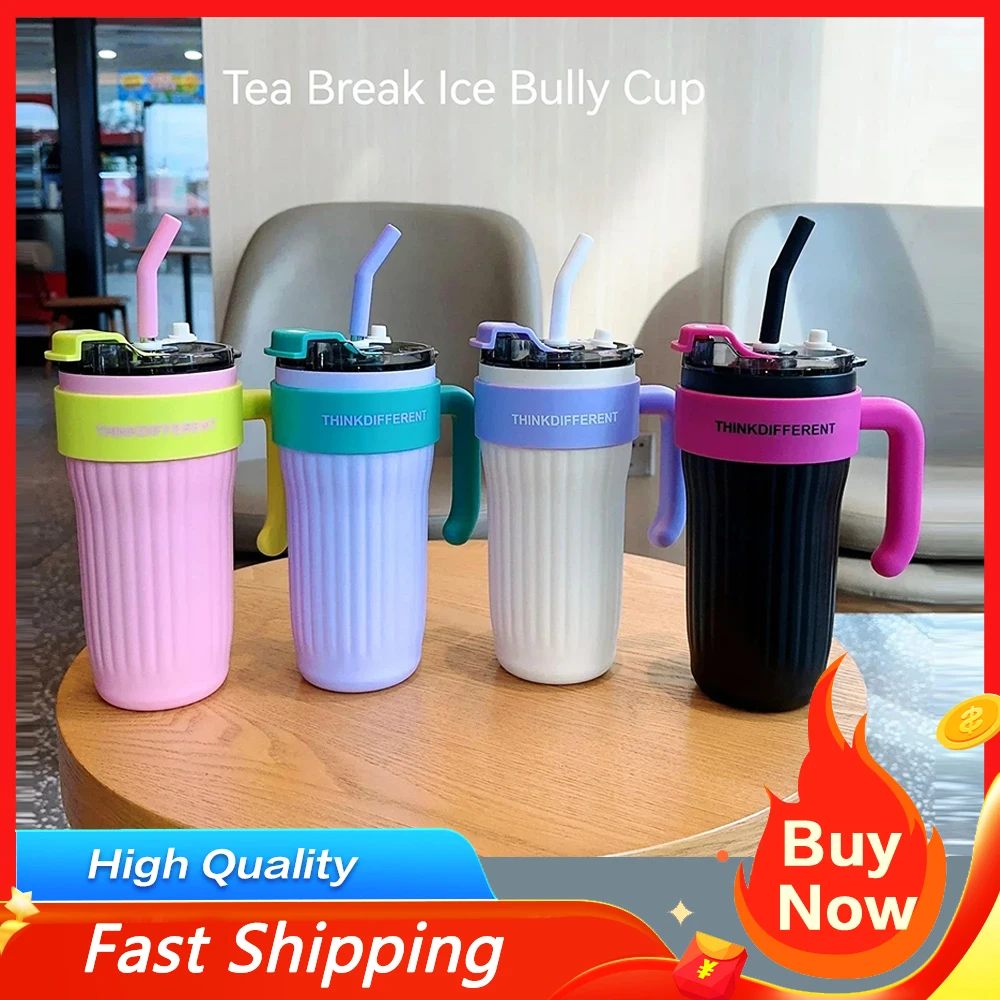 

860ML Large Capacity Coffee Cup Tumbler Water Cup Car Thermos Bottle Stainless Steel Ice Bomber Cup Outdoor Sport Insulated Cup