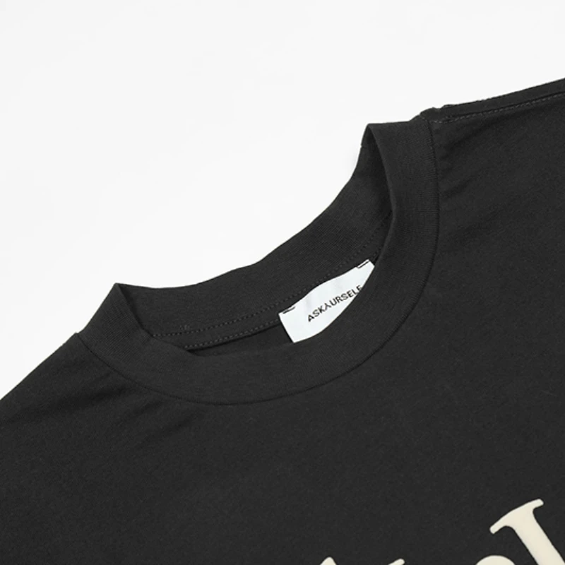 Тяжелая ASKYURSELF толстая ткань футболка потертая и старая ста пенопластовые буквы