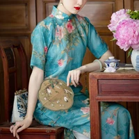 2022 womens cheongsam design dress traditional chinese dress vintage qipao dress vestido elegant party dress chinese cheongsam