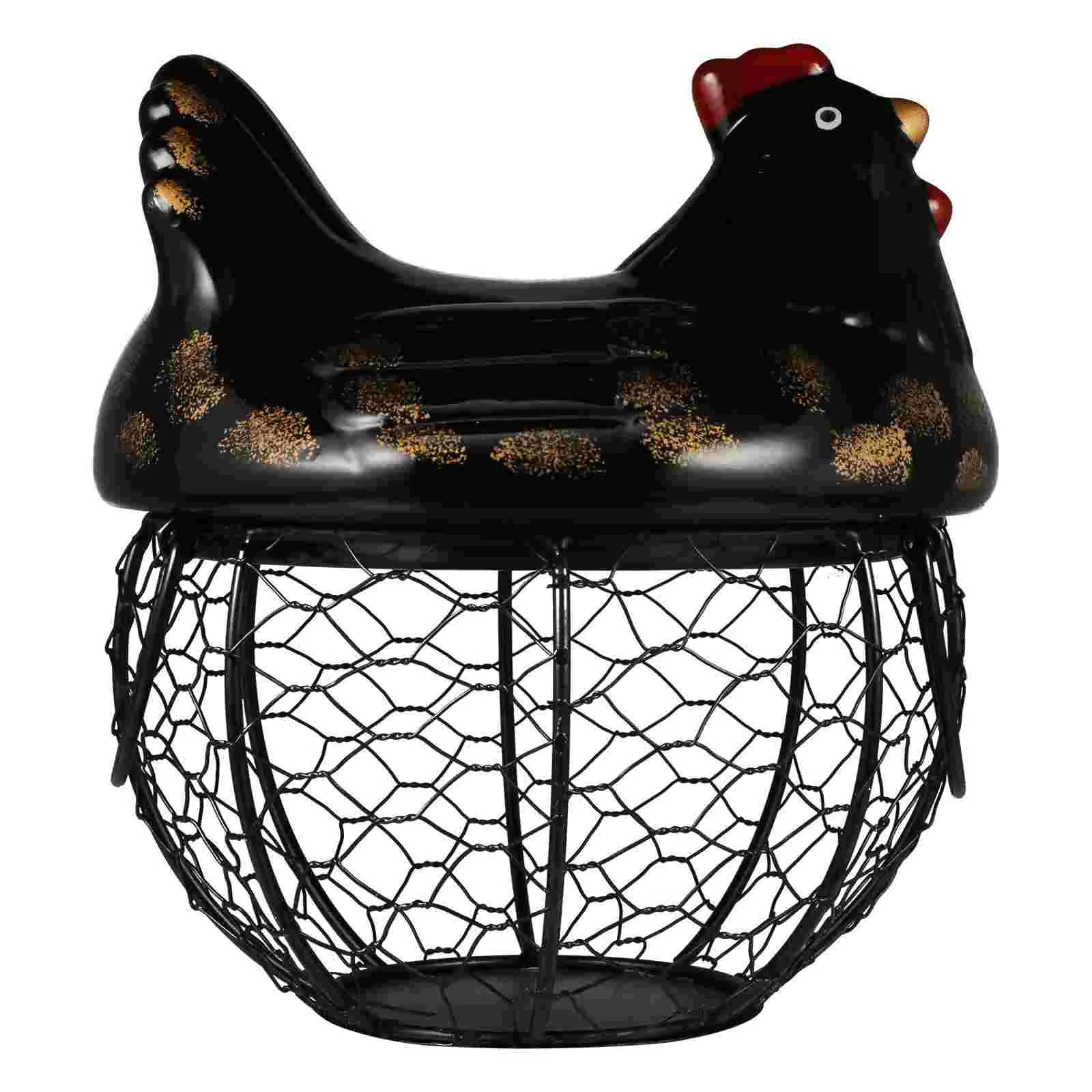 

Egg Basket Wire Chicken Storage Holder Metal Fruit Iron Baskets Hen Organizer Shaped Snack Container Countertop Vegetable Stand
