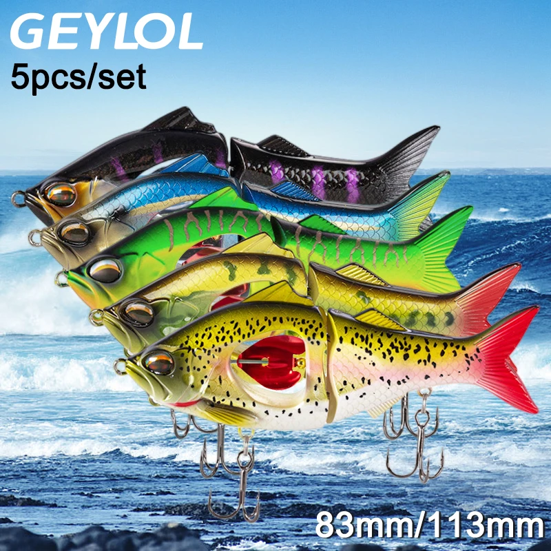 

GEYLOL 5pcs New Fishing Lure Artificial Fishing Long-range Throwing Accessories Bait Slow Sinking Crankbait Hard Propeller 113mm