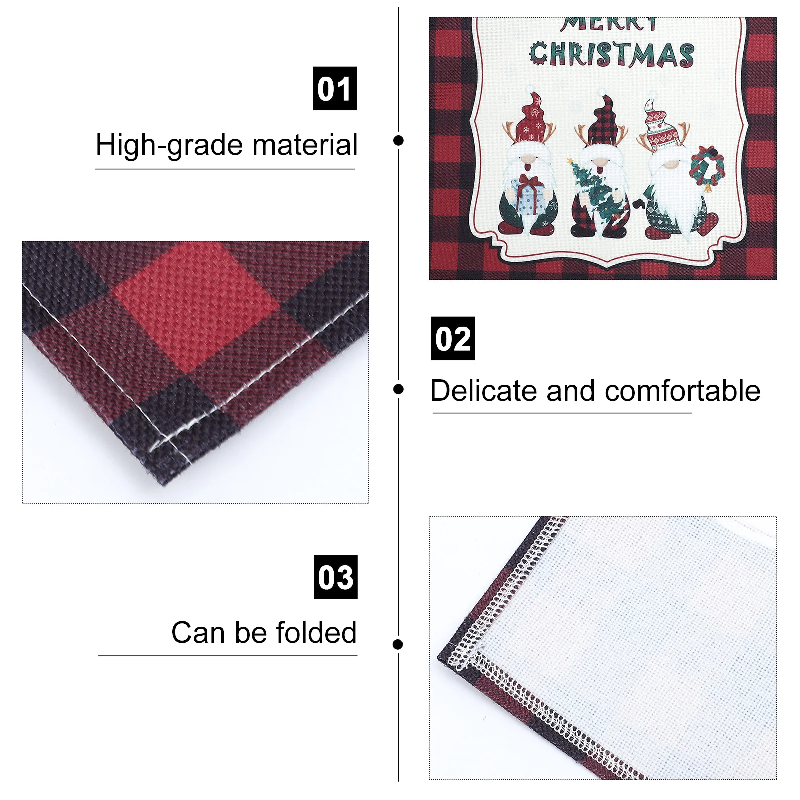 

4 Plaid Unique Xmas Beautiful Placemats Dish Pads Table Mats for Home Xmas Party