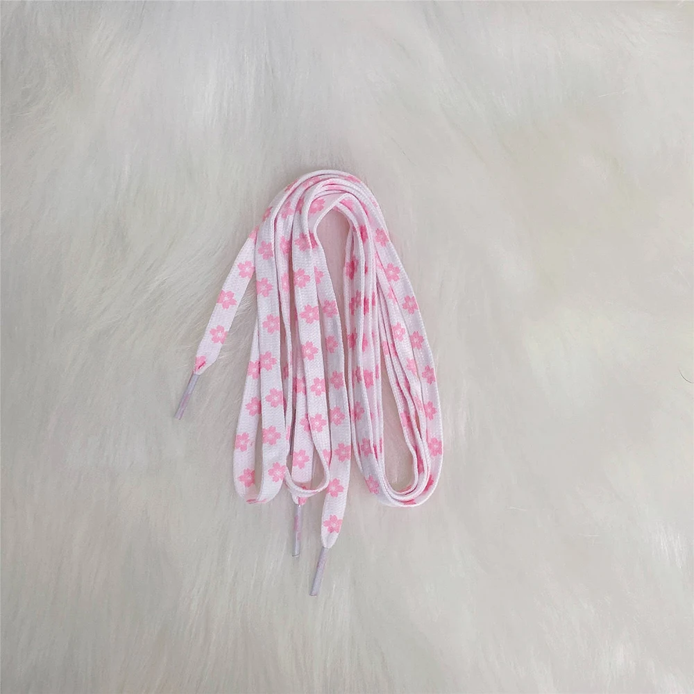 Original Multi-style Cherry Tie Dye Printin Blossom Pink Shoelace Female Flower Sneaker Woman Lace Of Lace White Female Shoelace