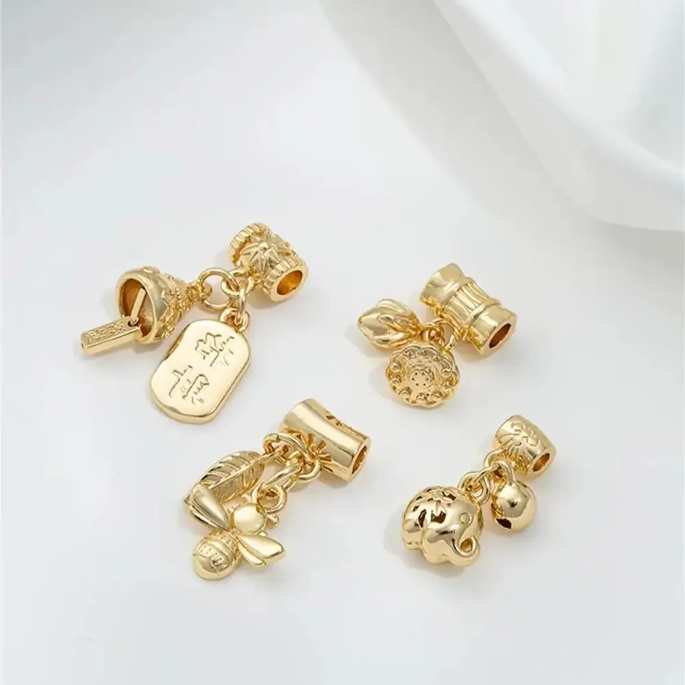 14-каратное золото стручок лотоса с двумя мирами Lucky Cat пчела слоненок колокольчик