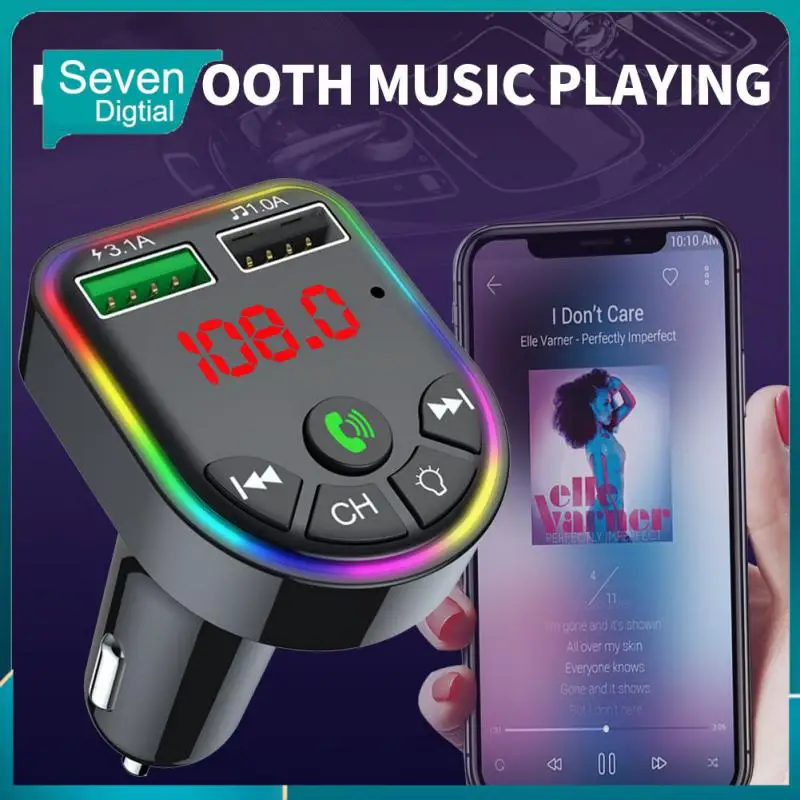 

Colorful Ambient Light Receiver Hands-free Voltage Detection Car Charger Car Mp3 Player Car Accessories