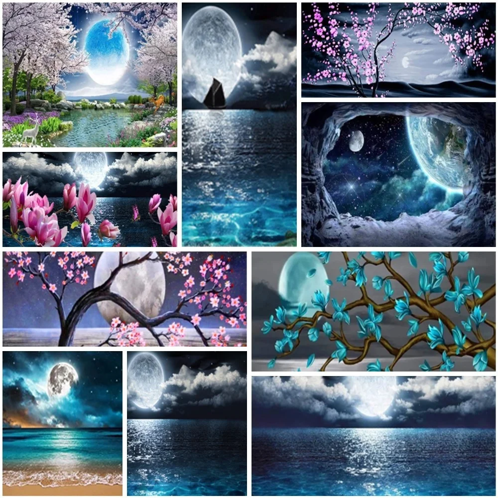 

Landscape Moon Night Flowers Paint By Numbers Crafts Supplies For Adults Wall Decor Child's Gift Dropshipping 2023 HOT