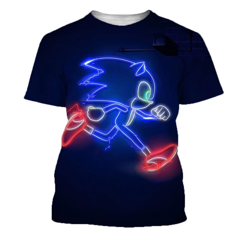 

2022 Children's Anime Sonic Cartoon T-Shirt 3D Printing Sonic Top Boys and Girls Short Sleeves Children 4-14T