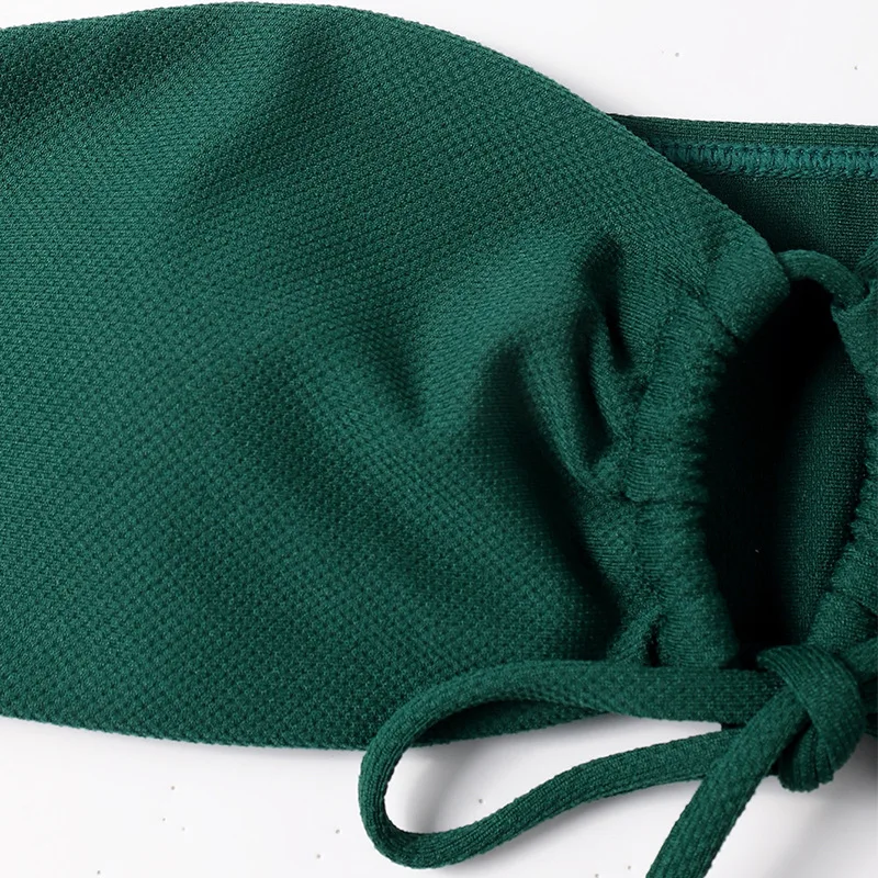 Women's Bandeau Bikinis Two-Piece Swimsuit Strapeless Swimwear Solid Bathing Suits Sexy Off Shoulder Summer Beach Wear