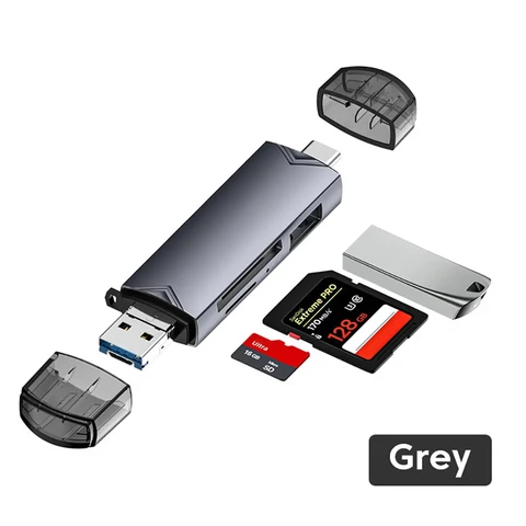 6 IN 1 Многофункциональный USB C SD TF считыватель карт USB 3.0 адаптер карт 5 Гбит / с высокоскоростная микропамять для iPhone 15 Samsung Macbook