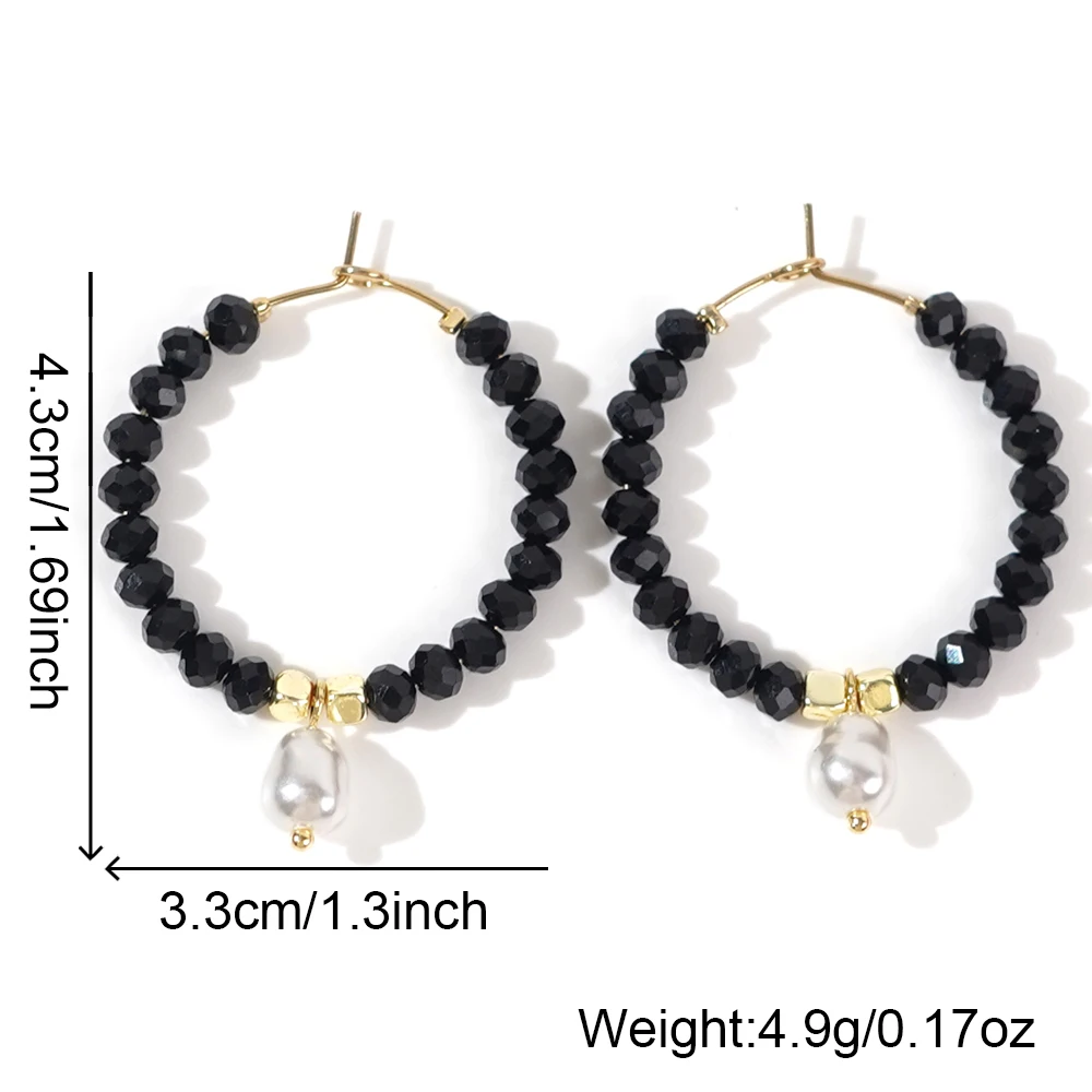 Женские серьги-кольца с искусственным жемчугом 1 пара